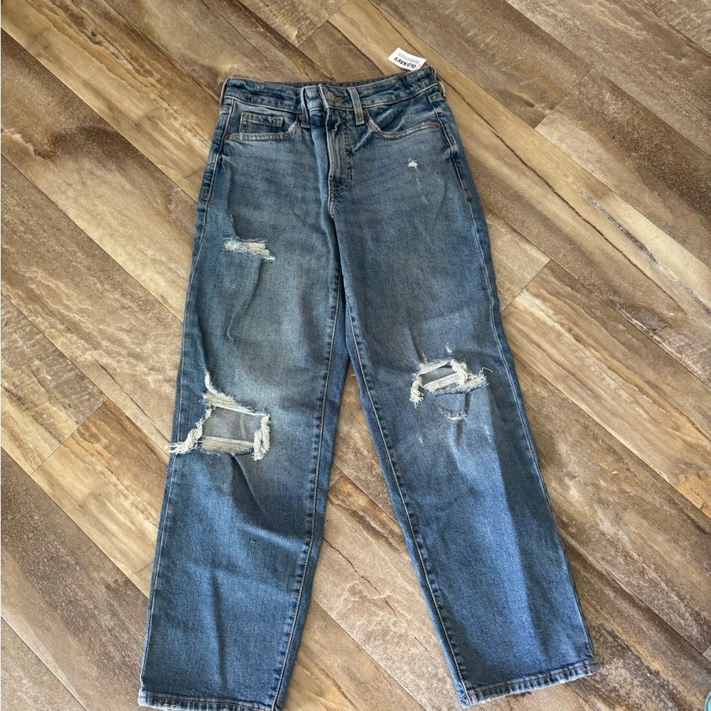 NWT Size 4 Old Navy Classic Blue Denim Jeans High Rise Loose Fit